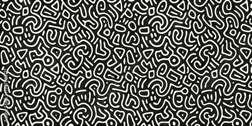 Intricate black and white abstract pattern with flowing organic lines