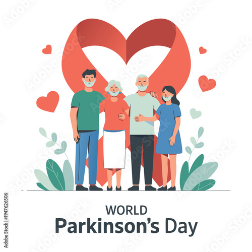 A family stands together supporting each other representing world parkinson s day awareness high quality
