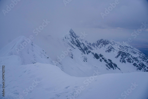 snow covered mountains, Negoiu Peak, Fagaras Mountains, Romania 