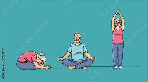 Active Seniors Practicing Yoga and Meditation Exercises for Healthy Aging