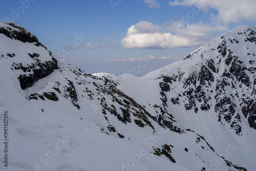 snow covered mountains, Laitel Ridge, Fagaras Mountains, Romania 