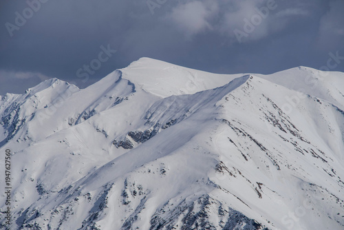 snow covered mountains, view from Lespezi Ridge, Fagaras Mountains, Romania 