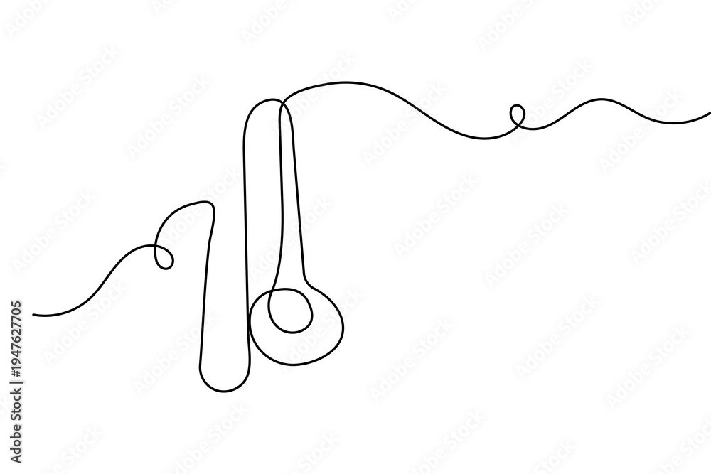 Obraz premium Continuous one line trombone illustration minimalist music icon isolated vector design