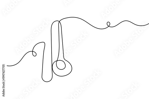 Continuous one line trombone illustration minimalist music icon isolated vector design