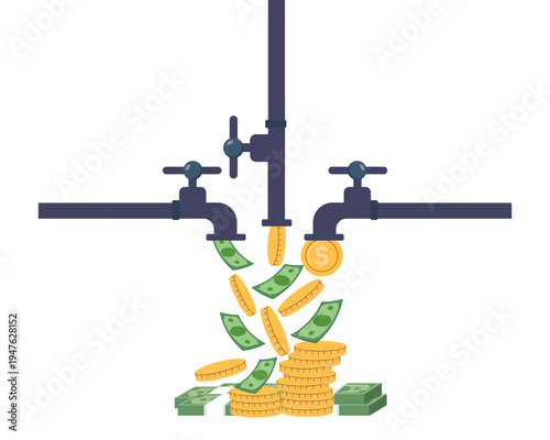 multiple streams of income Passive income from invest in multi assets financial wealth vector illustration