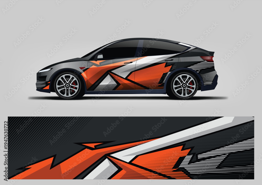 Fototapeta premium modern shape background for sport car livery wrap design, vehicle wrap sticker and decal