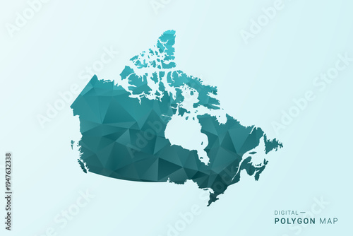 Canada Map - Polygon style vector illustration in teal blue-green low poly geometric design, modern minimal silhouette.