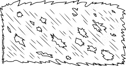 Abstract black and white irregular shapes and diagonal lines pattern white background