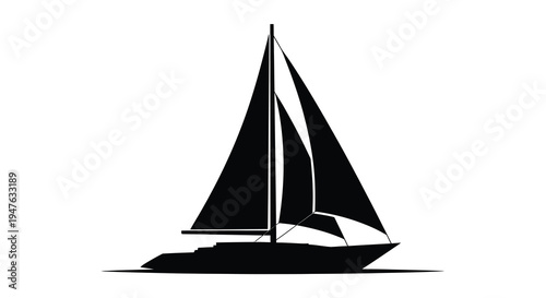 Elegant sailboat gliding across calm waters a striking silhouette
