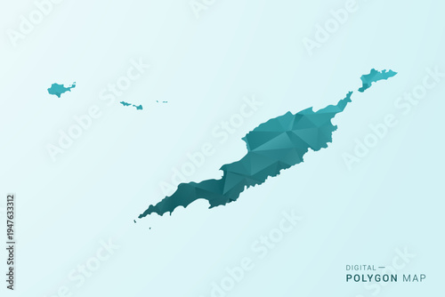 Anguilla Map - Polygon style vector illustration in teal blue-green low poly geometric design, modern minimal silhouette.