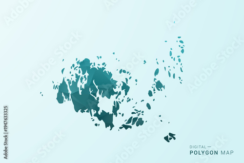 Aland Islands Map - Polygon style vector illustration in teal blue-green low poly geometric design, modern minimal silhouette.