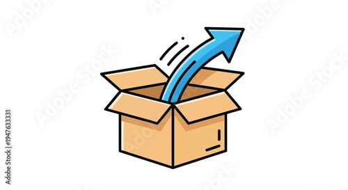 An open box with an arrow rising from within a bold silhouette