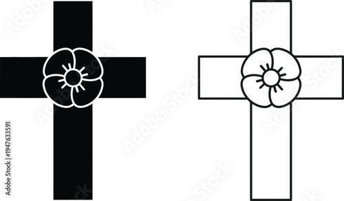 Cross symbol flower design Vector