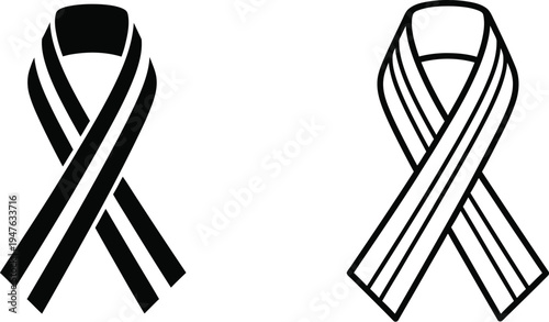 Awareness ribbons black and white Vector