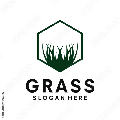 green grass logo design template illustration vector