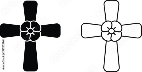 Celtic cross symbols with floral patterns Vector