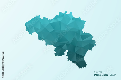 Belgium Map - Polygon style vector illustration in teal blue-green low poly geometric design, modern minimal silhouette.