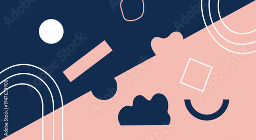 Abstract geometric shapes and cloud forms create a modern composition silhouette