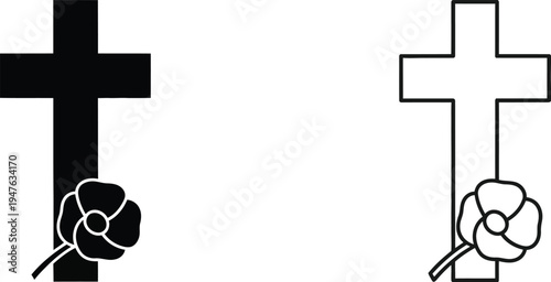 Cross and flower symbols Vector