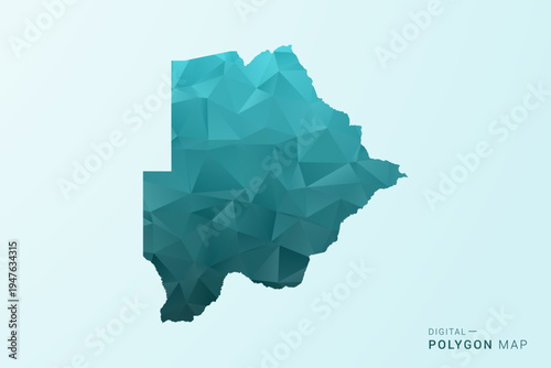 Botswana Map - Polygon style vector illustration in teal blue-green low poly geometric design, modern minimal silhouette.