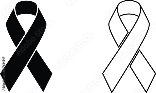 Awareness ribbons black and white Vector