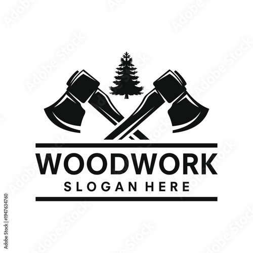Woodwork logo design template illustration vector