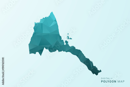 Eritrea Map - Polygon style vector illustration in teal blue-green low poly geometric design, modern minimal silhouette.
