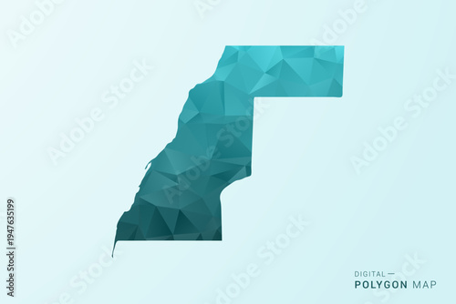 Western Sahara Map - Polygon style vector illustration in teal blue-green low poly geometric design, modern minimal silhouette.