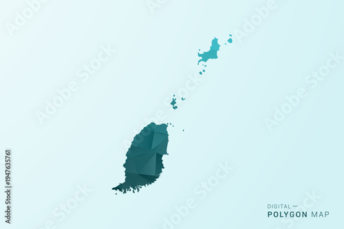 Grenada Map - Polygon style vector illustration in teal blue-green low poly geometric design, modern minimal silhouette.
