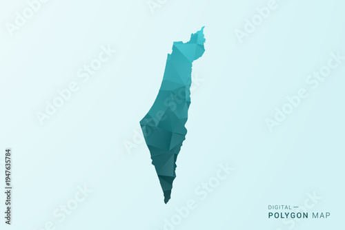 Palestine Map - Polygon style vector illustration in teal blue-green low poly geometric design, modern minimal silhouette.