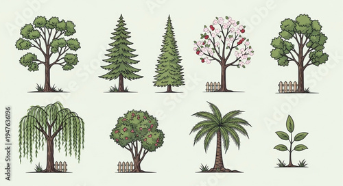Diverse Tree Collection - An Illustration of Natures Variety.