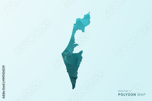 Palestine Map - Polygon style vector illustration in teal blue-green low poly geometric design, modern minimal silhouette.