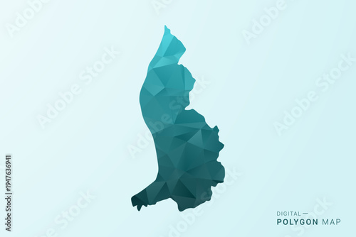 Liechtenstein Map - Polygon style vector illustration in teal blue-green low poly geometric design, modern minimal silhouette.