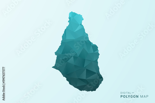 Montserrat Map - Polygon style vector illustration in teal blue-green low poly geometric design, modern minimal silhouette.