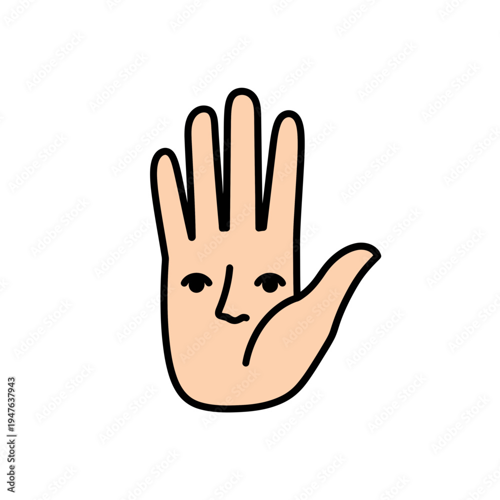 Obraz premium Hand with a Face Cartoon vector illustration