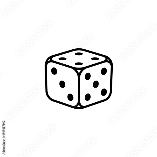 Vector Outline of Dice with Dots vector illustration