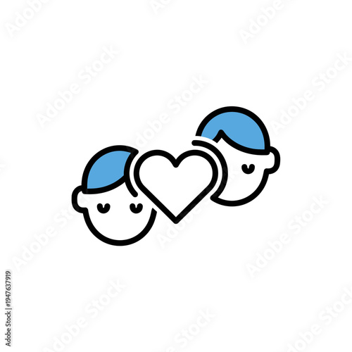 Gay Couple Icon with Heart Symbol vector illustration