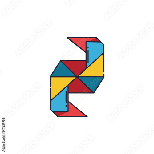 Abstract Geometric Shape with Folded Paper Effect vector illustration