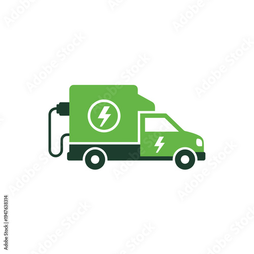 Electric Vehicle Charging Truck Icon vector illustration