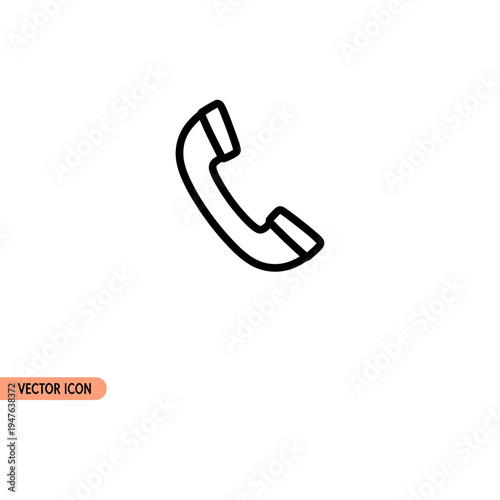 Phone Handset Vector Icon Simple Line Design vector illustration