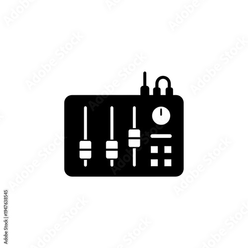 Audio Mixer Console Black Silhouette Icon vector illustration