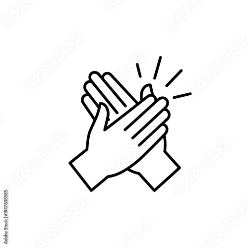 Clapping Hands Outline Icon on White Background vector illustration
