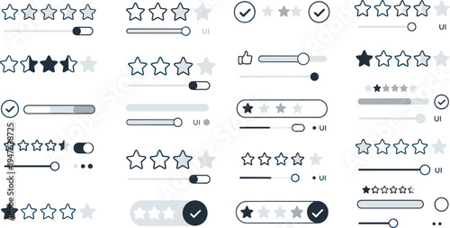 User Interface Rating and Review Elements Collection with Star Ratings, Sliders, Toggles and Feedback UI Components for Web and App DesignUser Interface Rating and Review Elements Collection with 