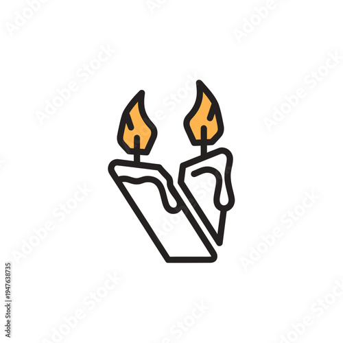 Two Candles Icon with Wax Dripping vector illustration