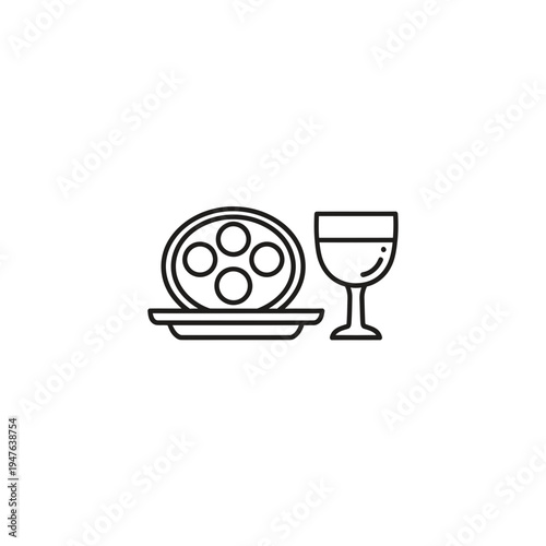 Passover Seder Plate and Wine Cup Outline vector illustration