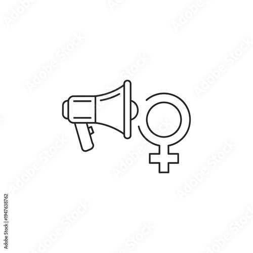 Feminist Movement Icon Megaphone and Female Symbol vector illustration
