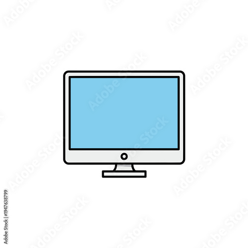 Computer Monitor Icon on White Background vector illustration