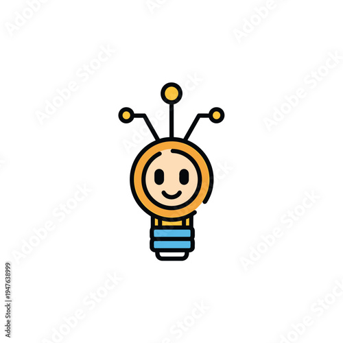 Cute Light Bulb Ant with Happy Face Concept vector illustration