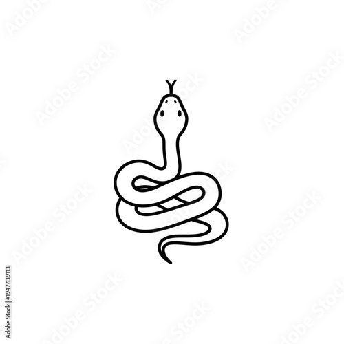 Minimalist Snake Coiled Up vector illustration