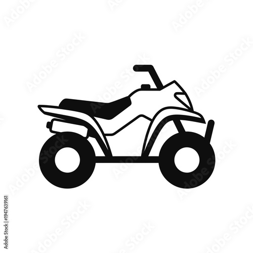 Atv Quad Bike Icon In Black and White vector illustration